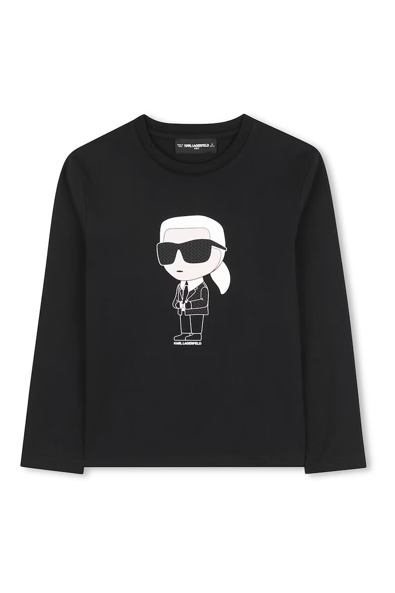 KARL LAGERFELD KIDS Блуза с овално деколте и лого Бял/Избеляло черно
