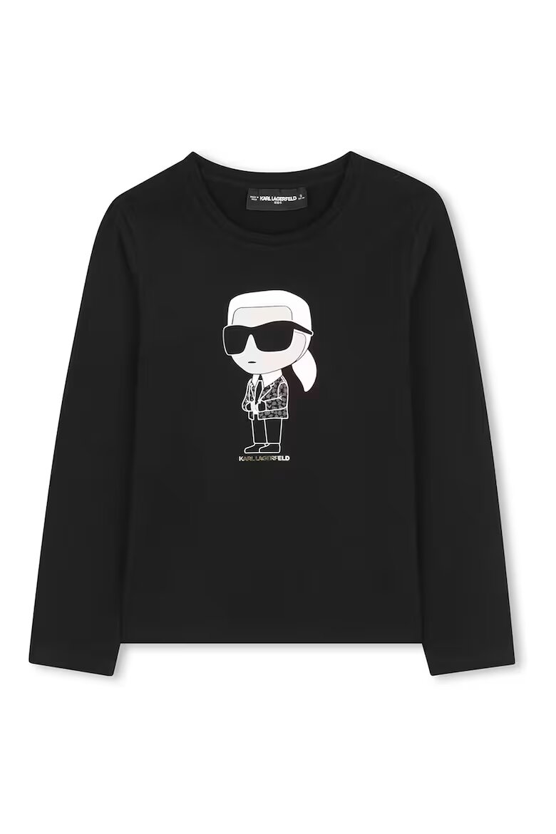 KARL LAGERFELD KIDS Блуза с памук с лого Бял/Черен