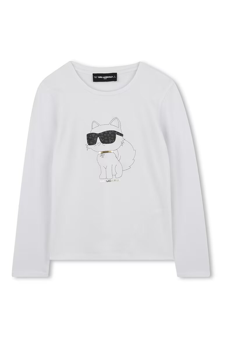 KARL LAGERFELD KIDS Блуза с памук с лого Златист/Светло сив