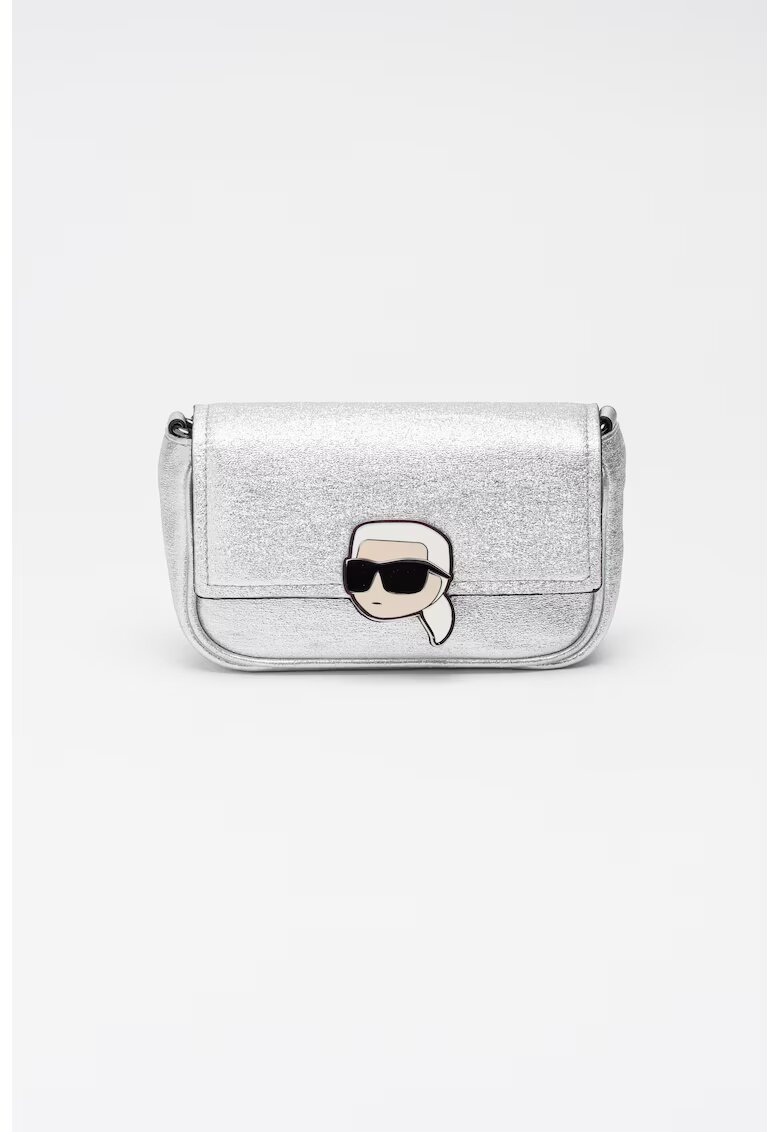 KARL LAGERFELD KIDS Чанта през рамо с метално бляскаво лого - Сребрист