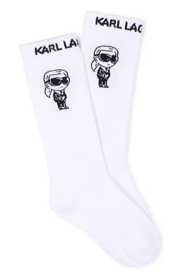 KARL LAGERFELD KIDS Дълги чорапи с принт Избеляло черно/Бял