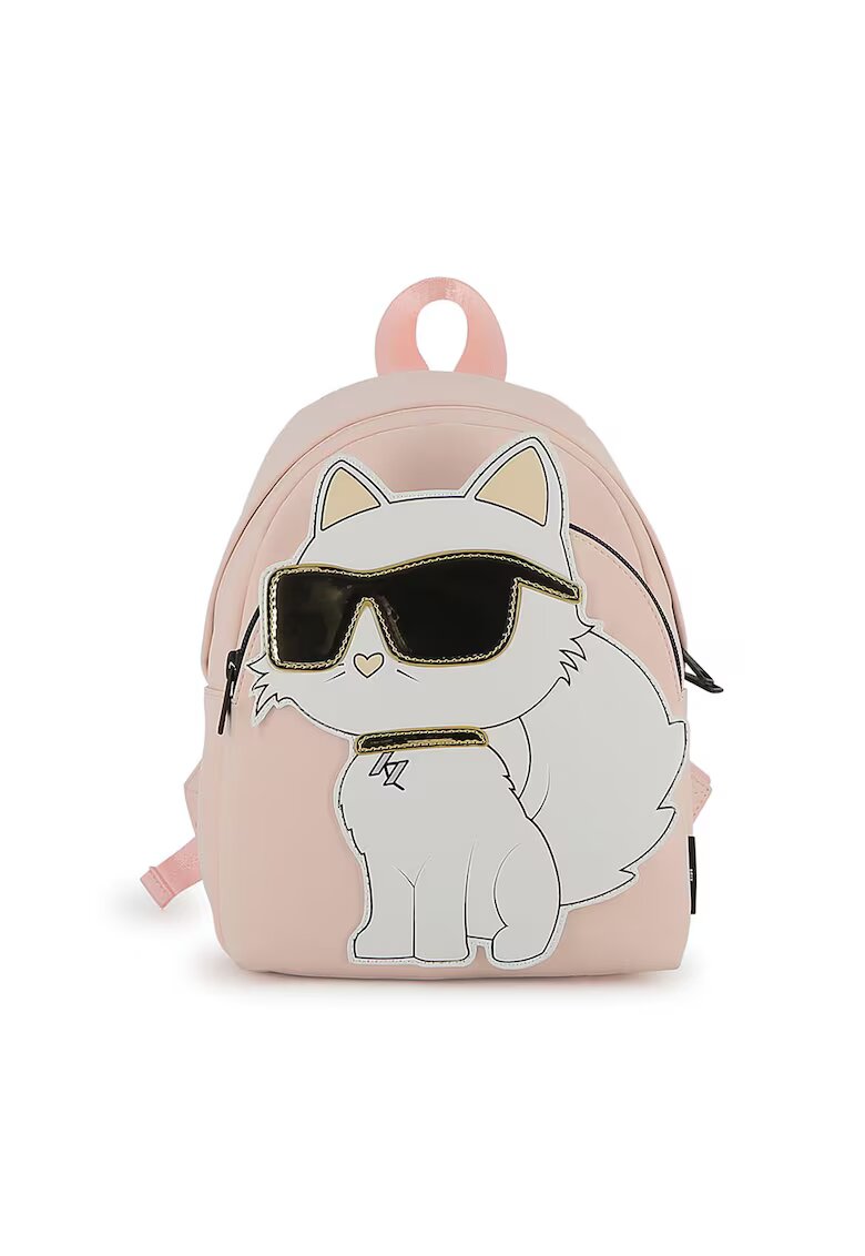 KARL LAGERFELD KIDS Десенирана раница с регулируеми презрамки - Пастелнорозов