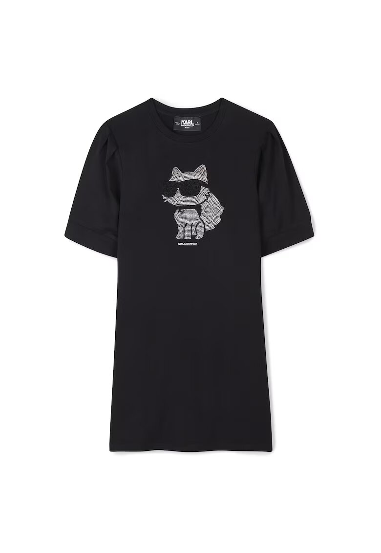 KARL LAGERFELD KIDS Детска рокля за момичета Karl Lagerfeld - Z30458 09 - Органичен памук/модал - Черна