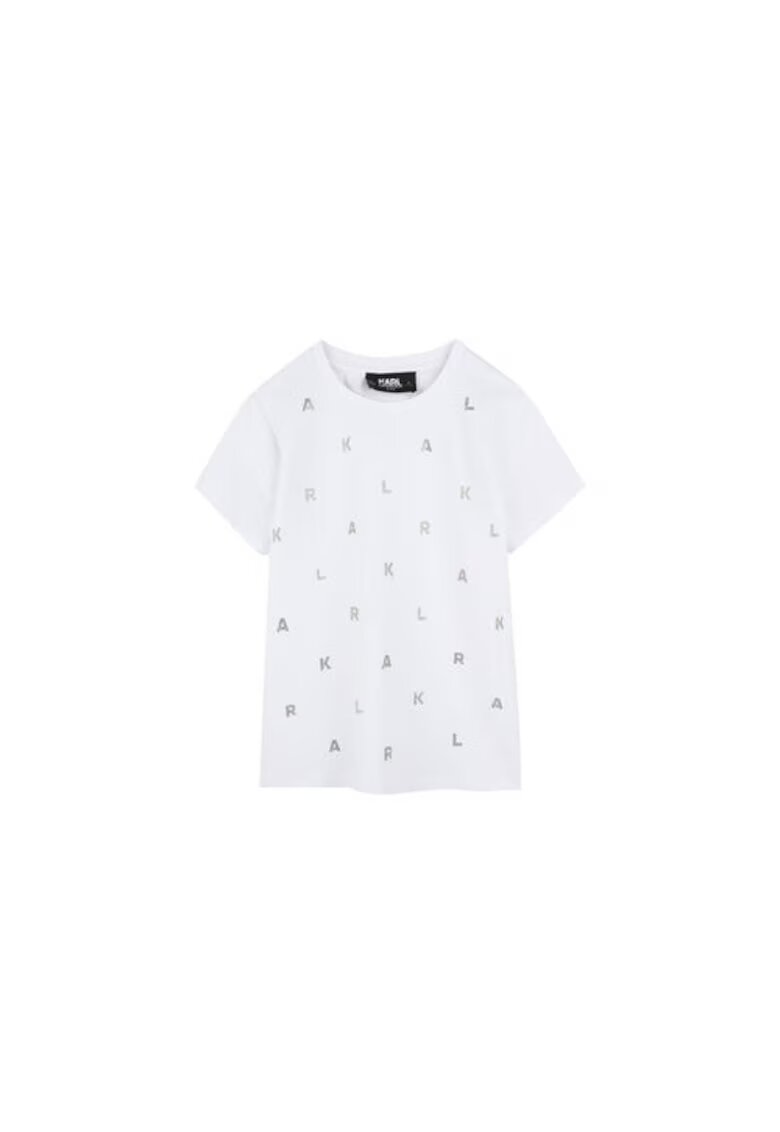 KARL LAGERFELD KIDS Детска тениска Karl Lagerfeld за момичета - Органичен памук/Модал - Бяла