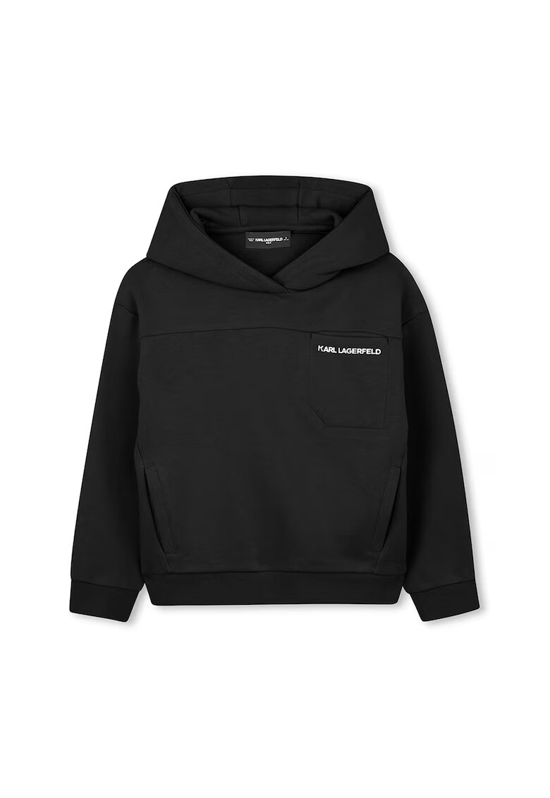 KARL LAGERFELD KIDS Худи с лого и джоб - Черен/Бял