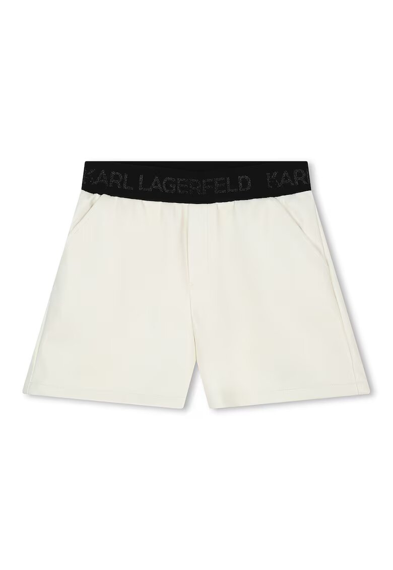 KARL LAGERFELD KIDS Къс панталон от еко кожа с бляскаво лого