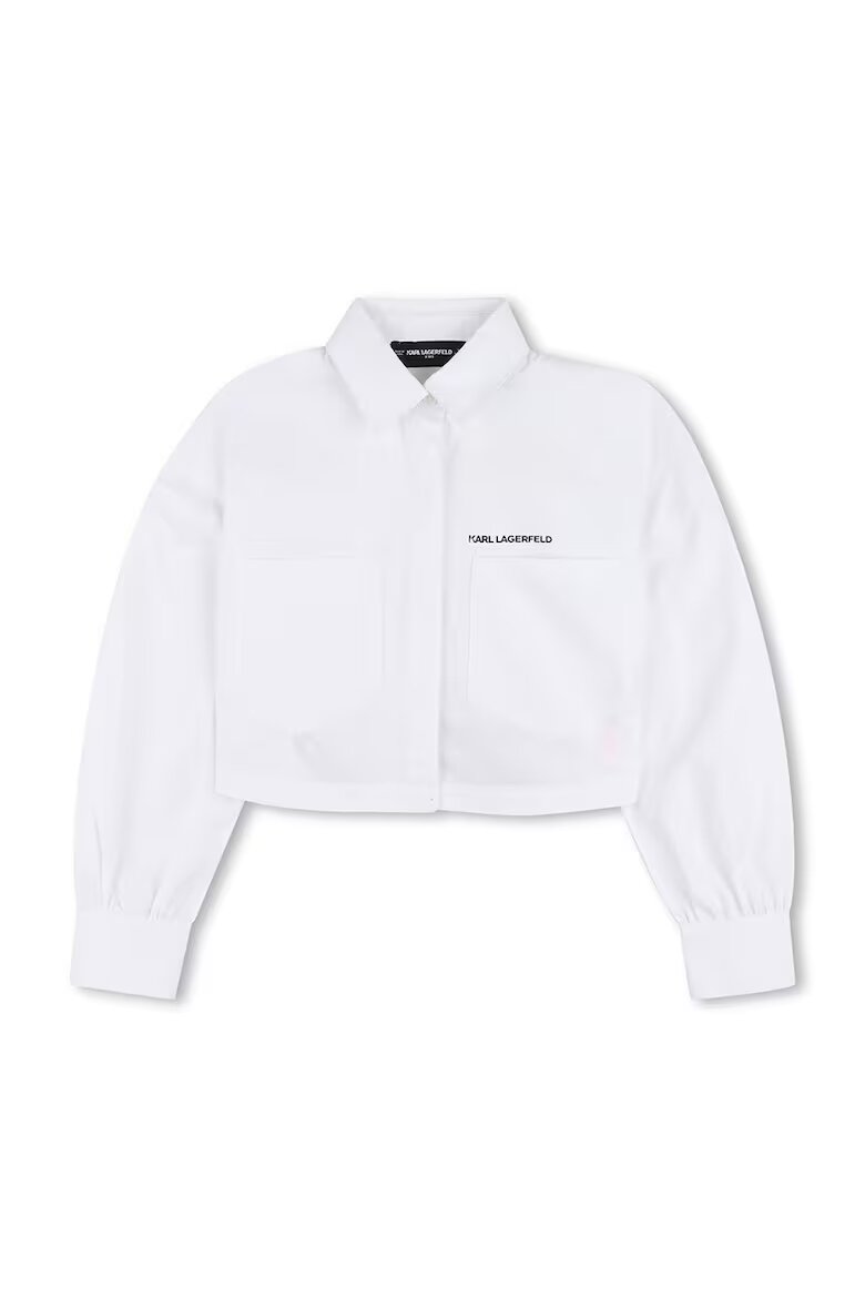 KARL LAGERFELD KIDS Къса риза с лого Избеляло черно/Мръснобял