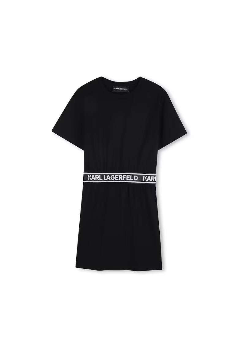 KARL LAGERFELD KIDS Къса рокля с памук с лого - Черен