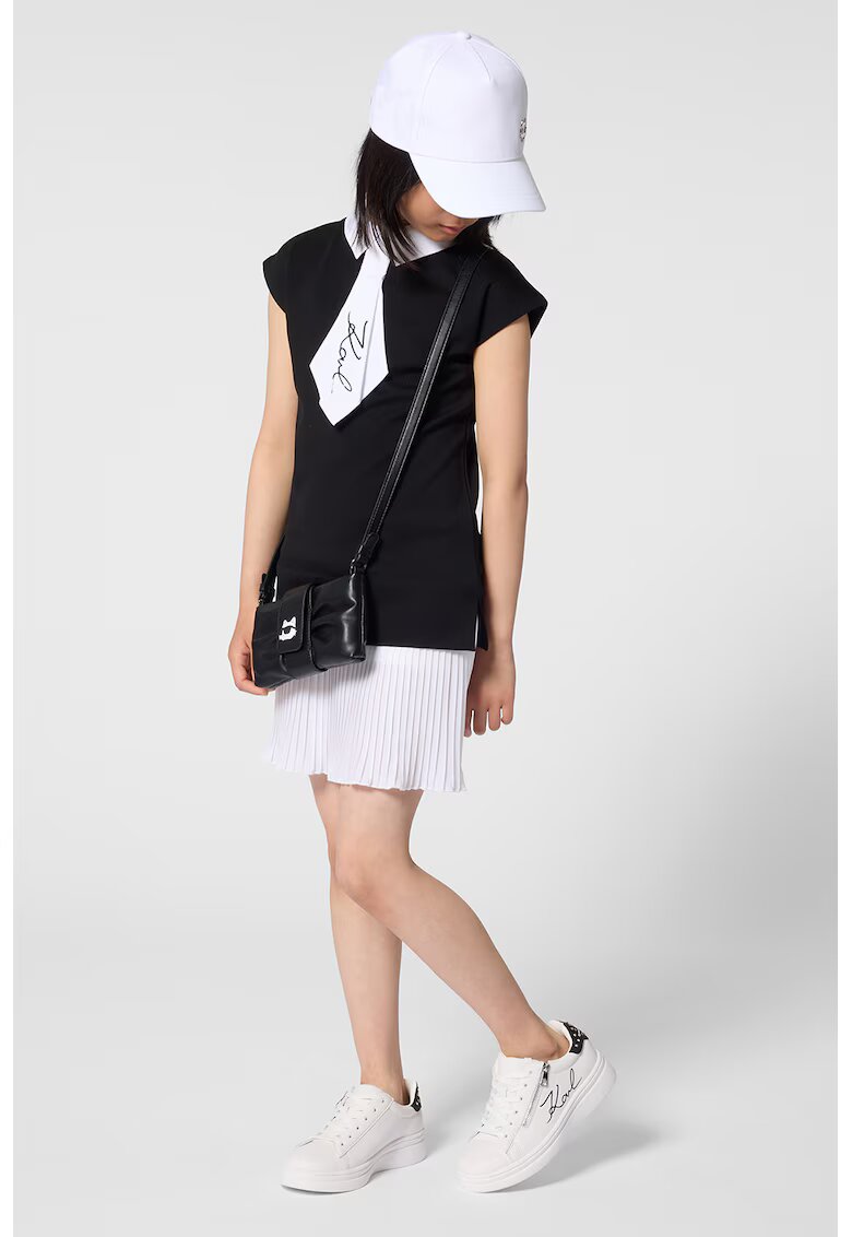 KARL LAGERFELD KIDS Къса рокля с яка - Черен/Бял