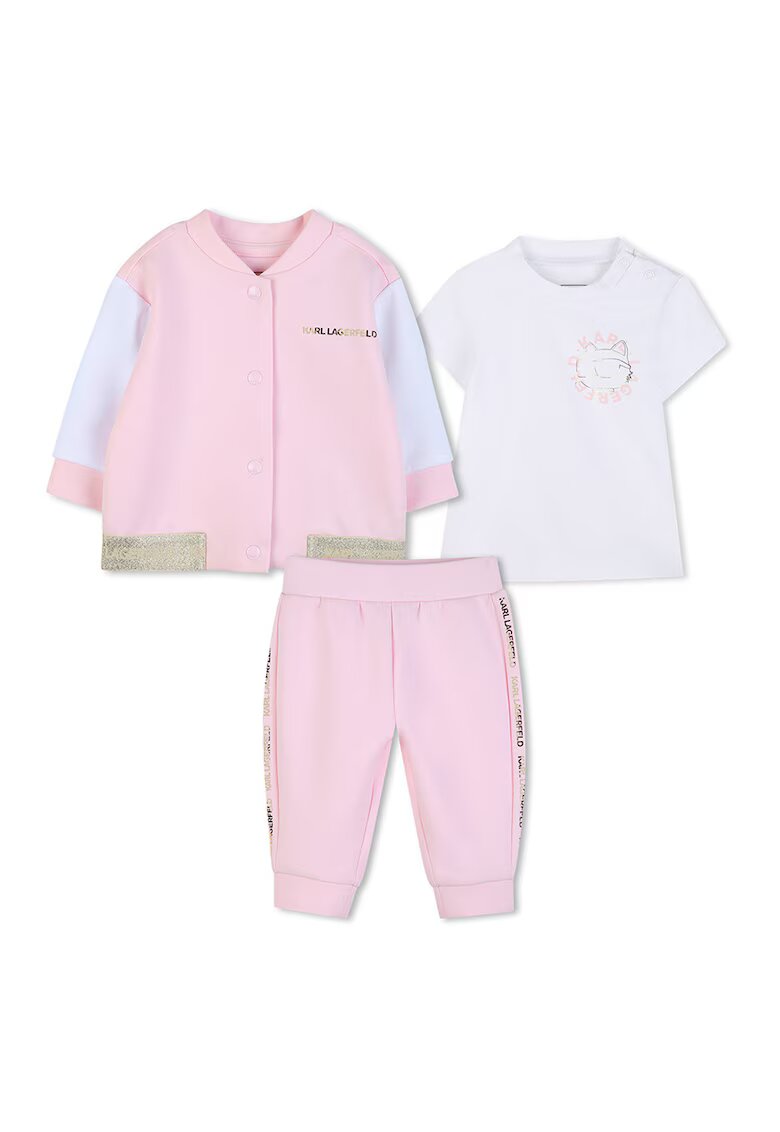 KARL LAGERFELD KIDS Комплект - 3 части - Бял/Бледо розово/Светлосин