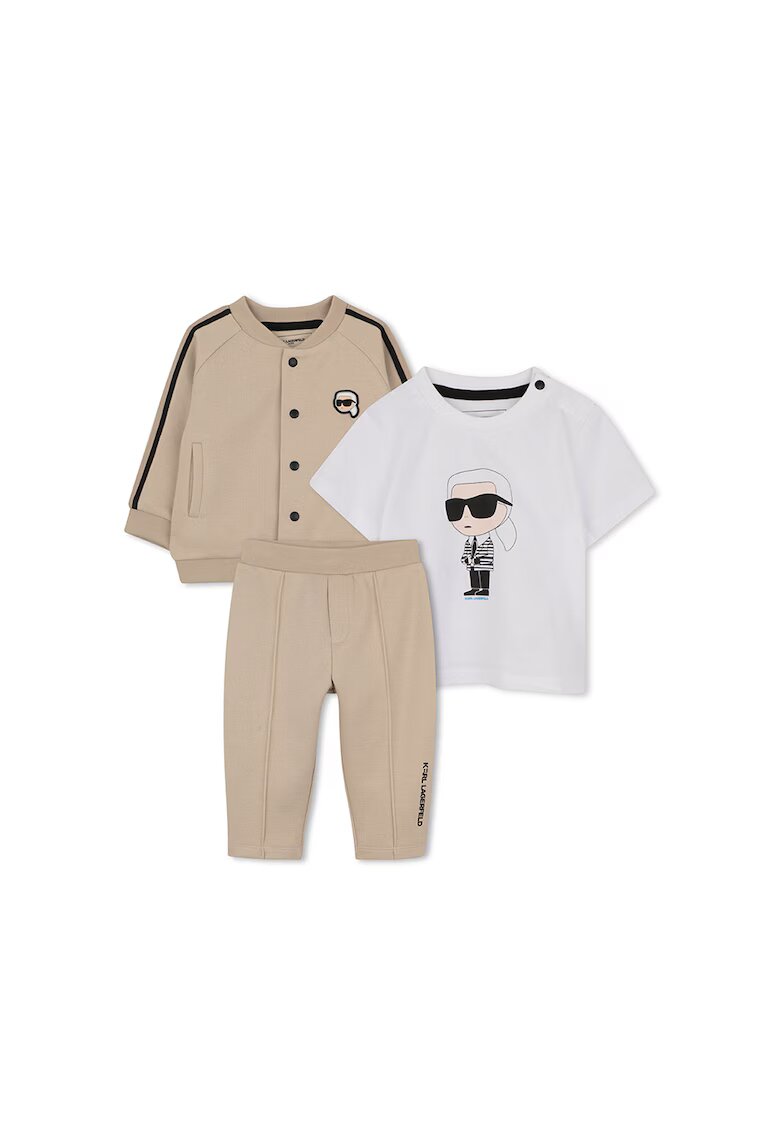 KARL LAGERFELD KIDS Комплект с лого - 3 части - Тъмносин/Бял/Светло бежово