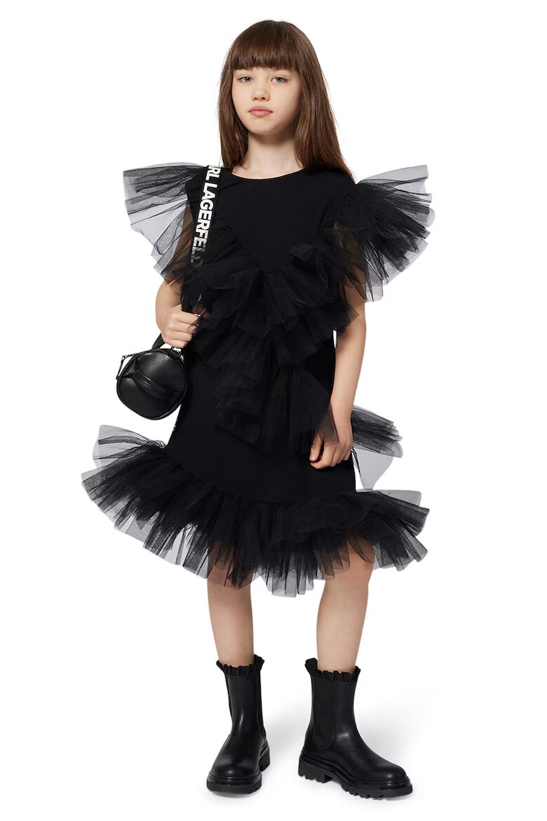KARL LAGERFELD KIDS Кожени боти Chelsea Черен