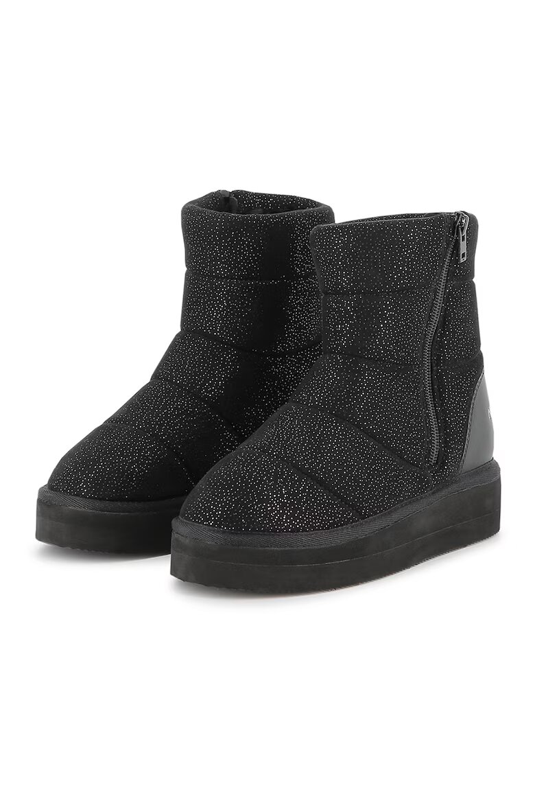 KARL LAGERFELD KIDS Кожени боти от текстил с цип Черен/Сребрист