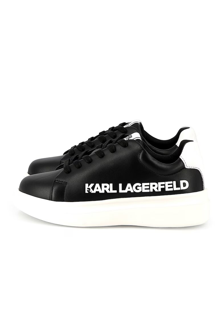 KARL LAGERFELD KIDS Кожени спортни обувки с лого - Бял/Черен