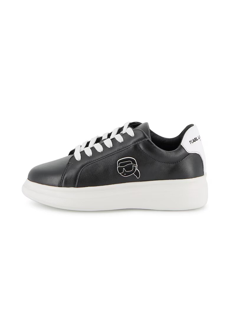 KARL LAGERFELD KIDS Кожени спортни обувки с монограм - Черен/Бял