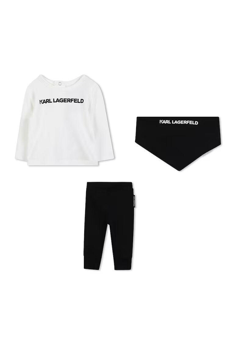 KARL LAGERFELD KIDS Памучна блуза - панталон и лигавник - Бял/Черен