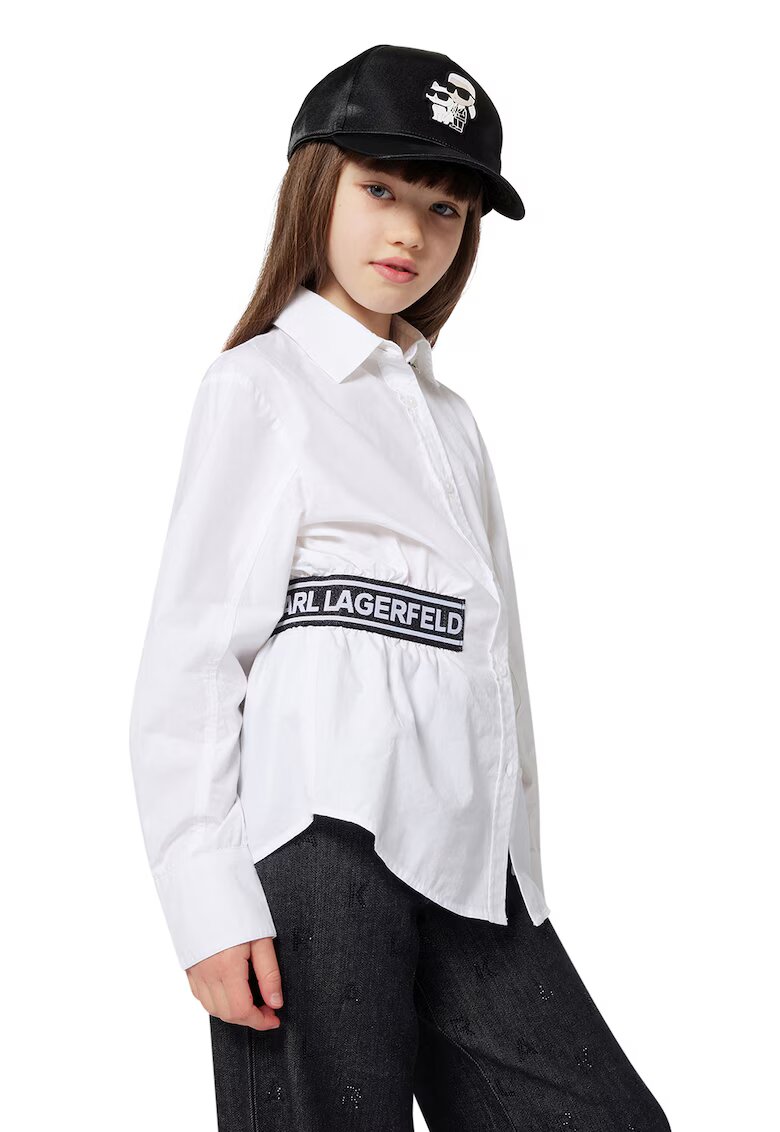 KARL LAGERFELD KIDS Памучна риза с лого - Черен/Бял