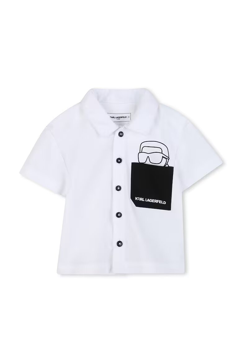 KARL LAGERFELD KIDS Памучна риза с шорти Черен/Бял