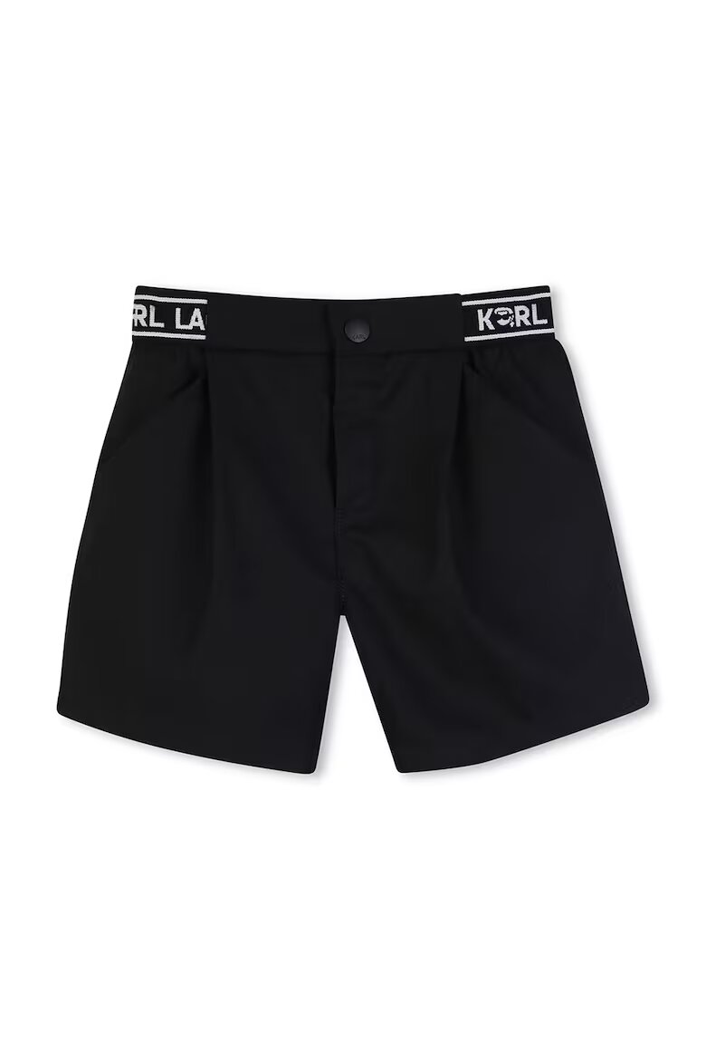 KARL LAGERFELD KIDS Памучна риза с шорти Черен/Бял