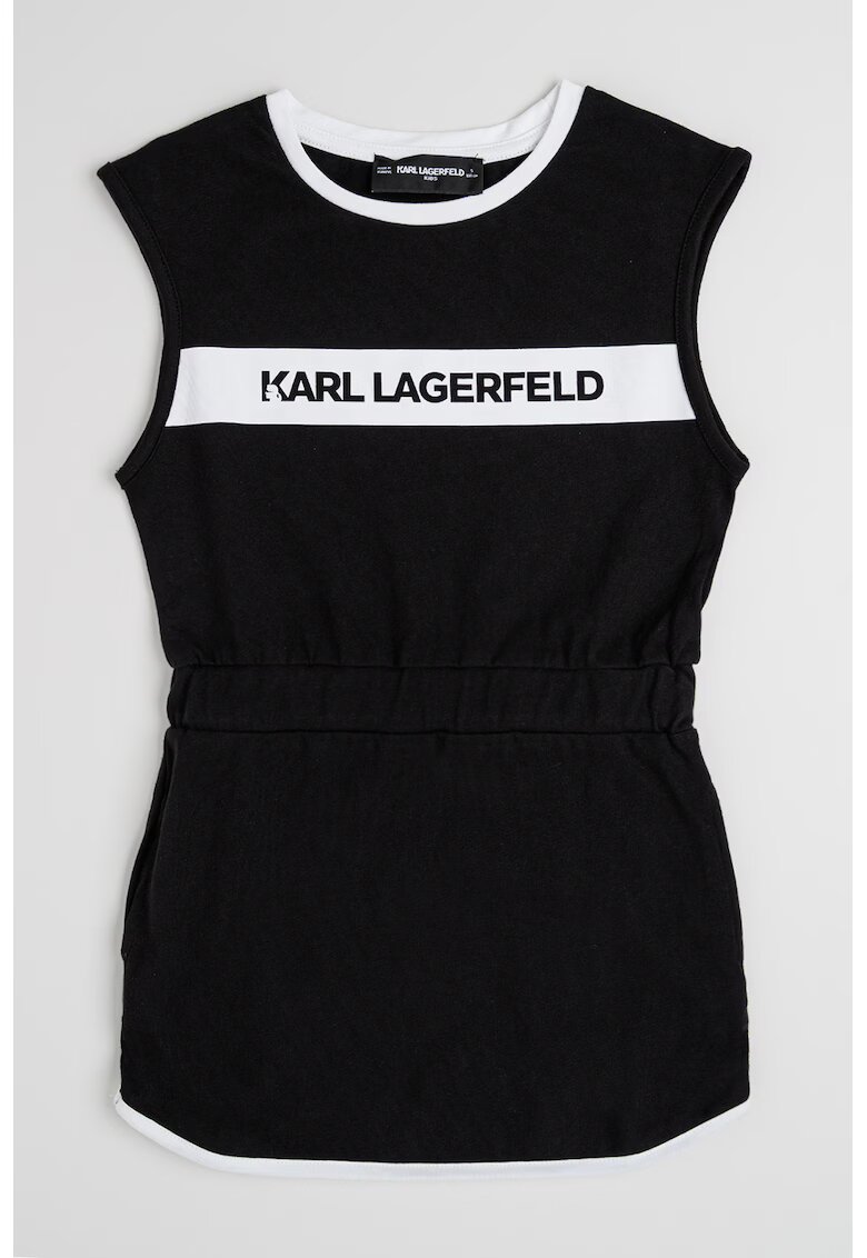 KARL LAGERFELD KIDS Памучна рокля с лого - Бял/Черен
