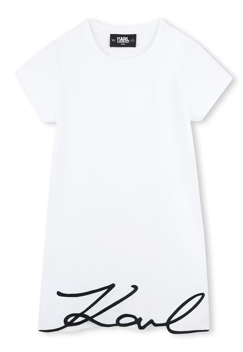 KARL LAGERFELD KIDS Памучна рокля с лого - Черен/Бял