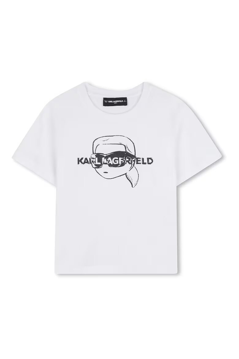 KARL LAGERFELD KIDS Памучна тениска с лого Черен/Мръснобял