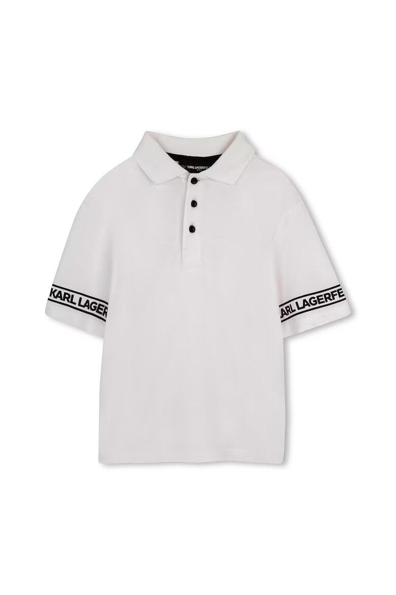 KARL LAGERFELD KIDS Памучна тениска с яка Избеляло черно/Бял
