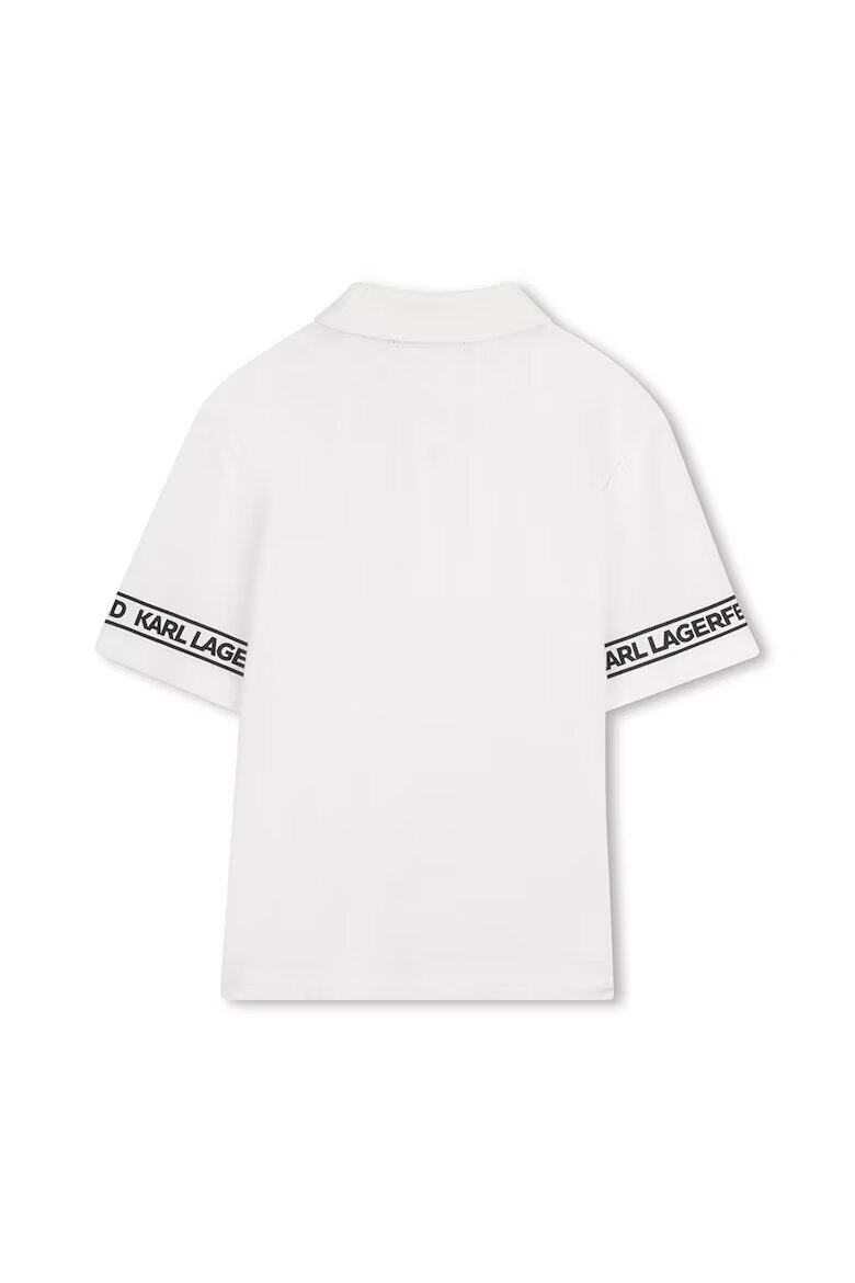 KARL LAGERFELD KIDS Памучна тениска с яка Избеляло черно/Бял