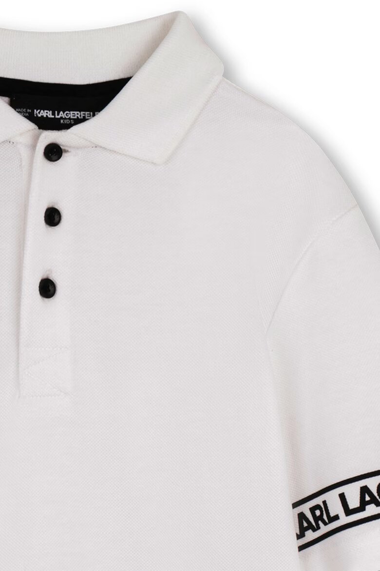 KARL LAGERFELD KIDS Памучна тениска с яка Избеляло черно/Бял