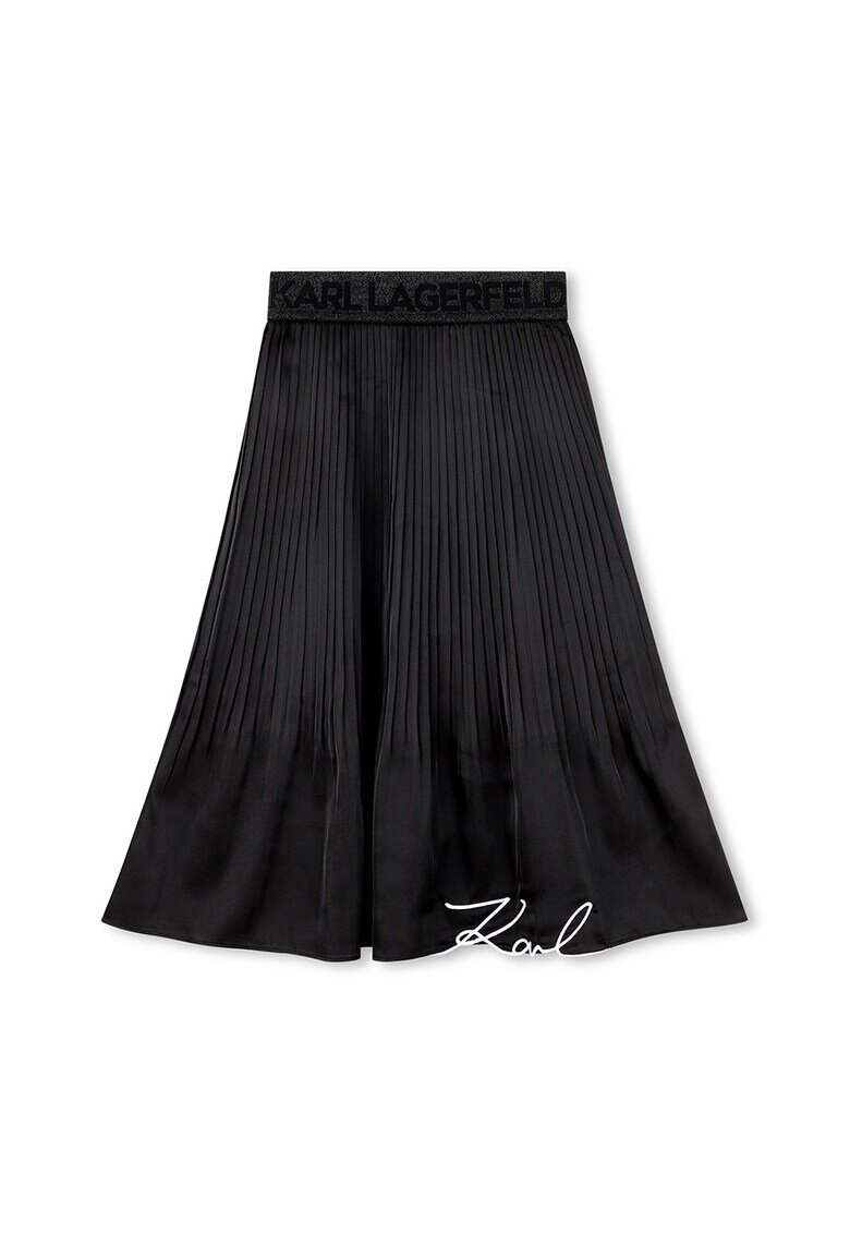 KARL LAGERFELD KIDS Плисирана пола с еластична талия с лого - Черен