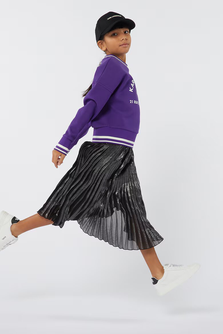 KARL LAGERFELD KIDS Плисирана пола с лого на талията Тъмносребрист