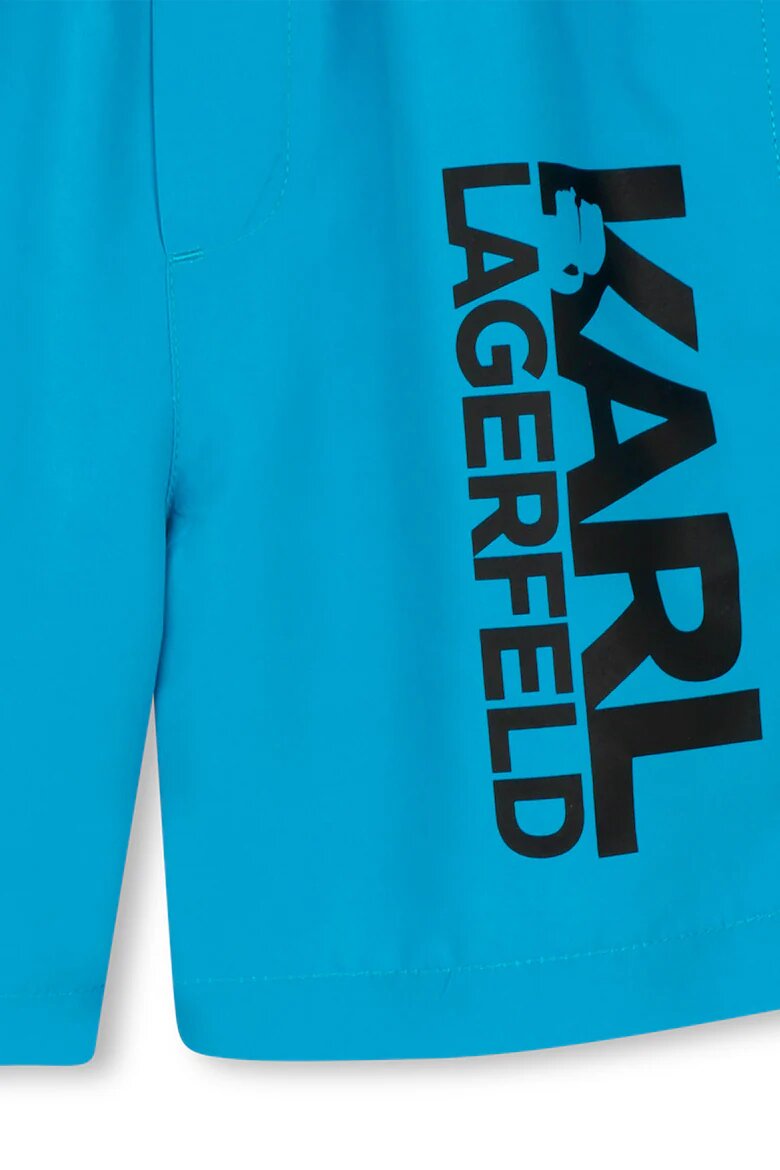 KARL LAGERFELD KIDS Плувни бермуди с лого Пастелносин/Черен
