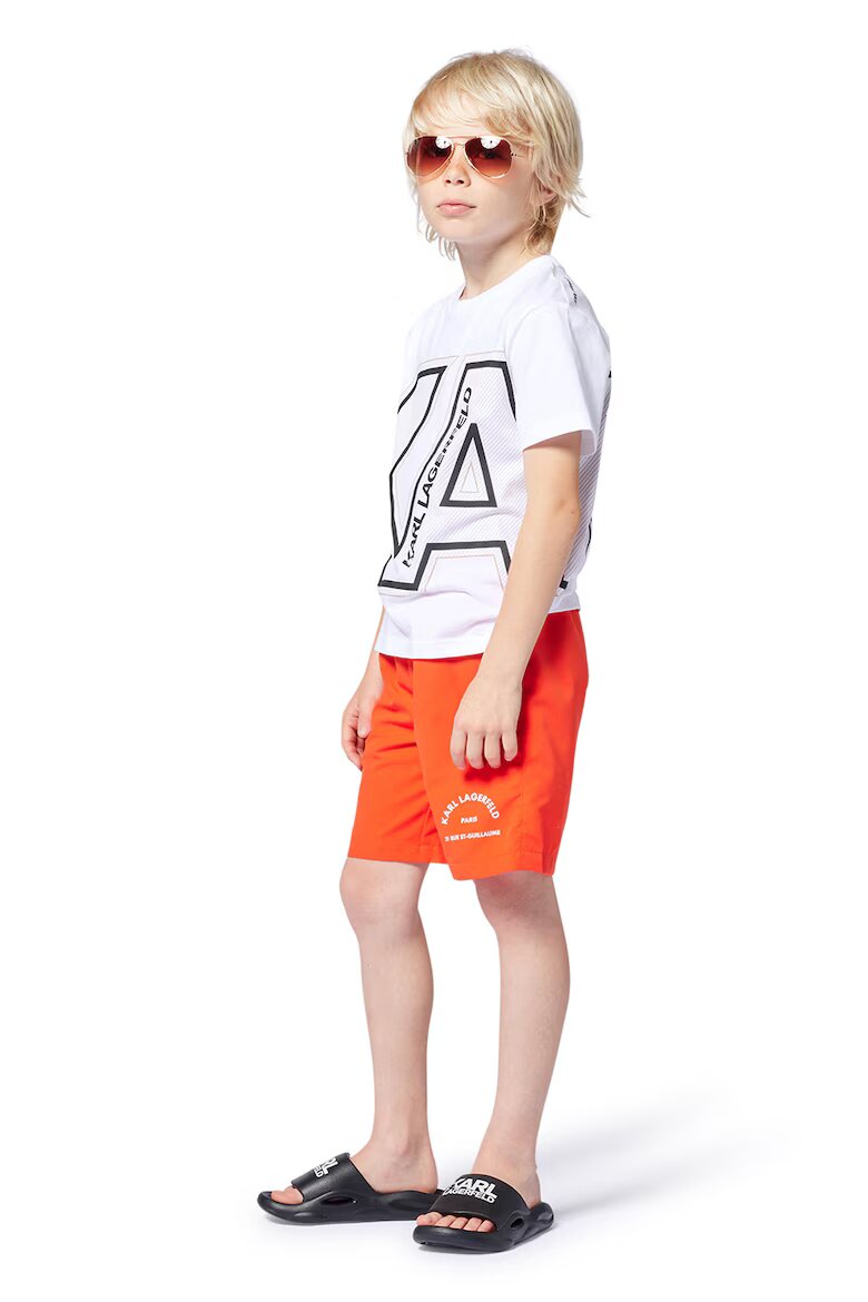 KARL LAGERFELD KIDS Плувни шорти с лого Мандарина