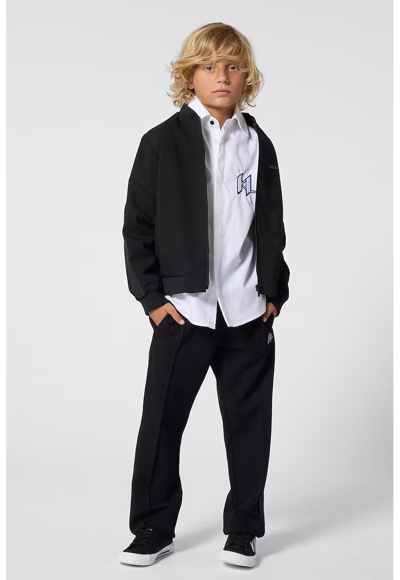 KARL LAGERFELD KIDS Прав панталон с лога встрани - Черен/Бял