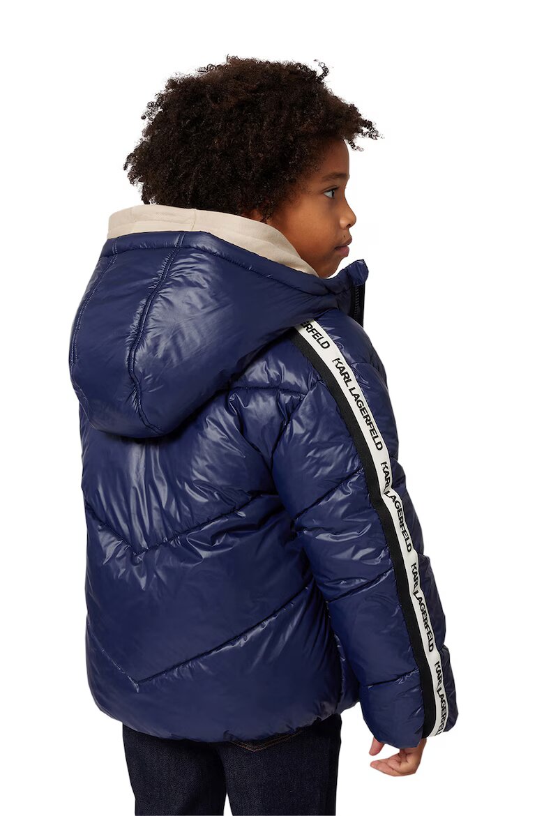 KARL LAGERFELD KIDS Пухено зимно яке с лого Тъмносин