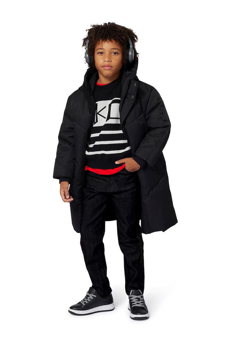 KARL LAGERFELD KIDS Пуловер с райе Слонова кост/Черен