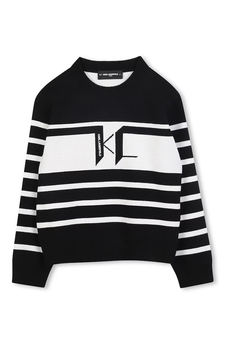 KARL LAGERFELD KIDS Пуловер с райе Слонова кост/Черен