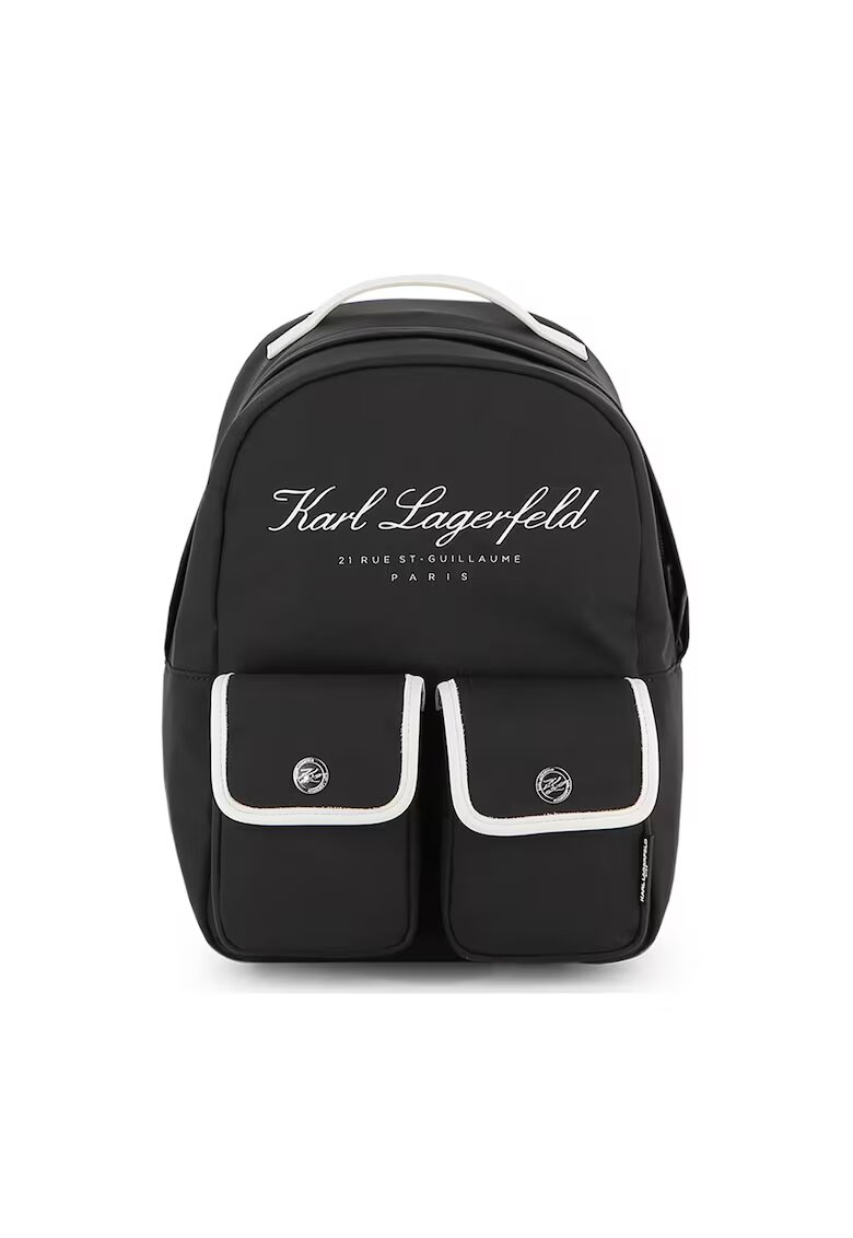 KARL LAGERFELD KIDS Раница с лого и джобове с капаче - Черен