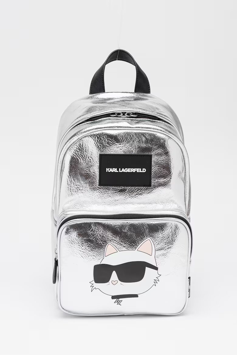 KARL LAGERFELD KIDS Раница с метално лого Сребрист