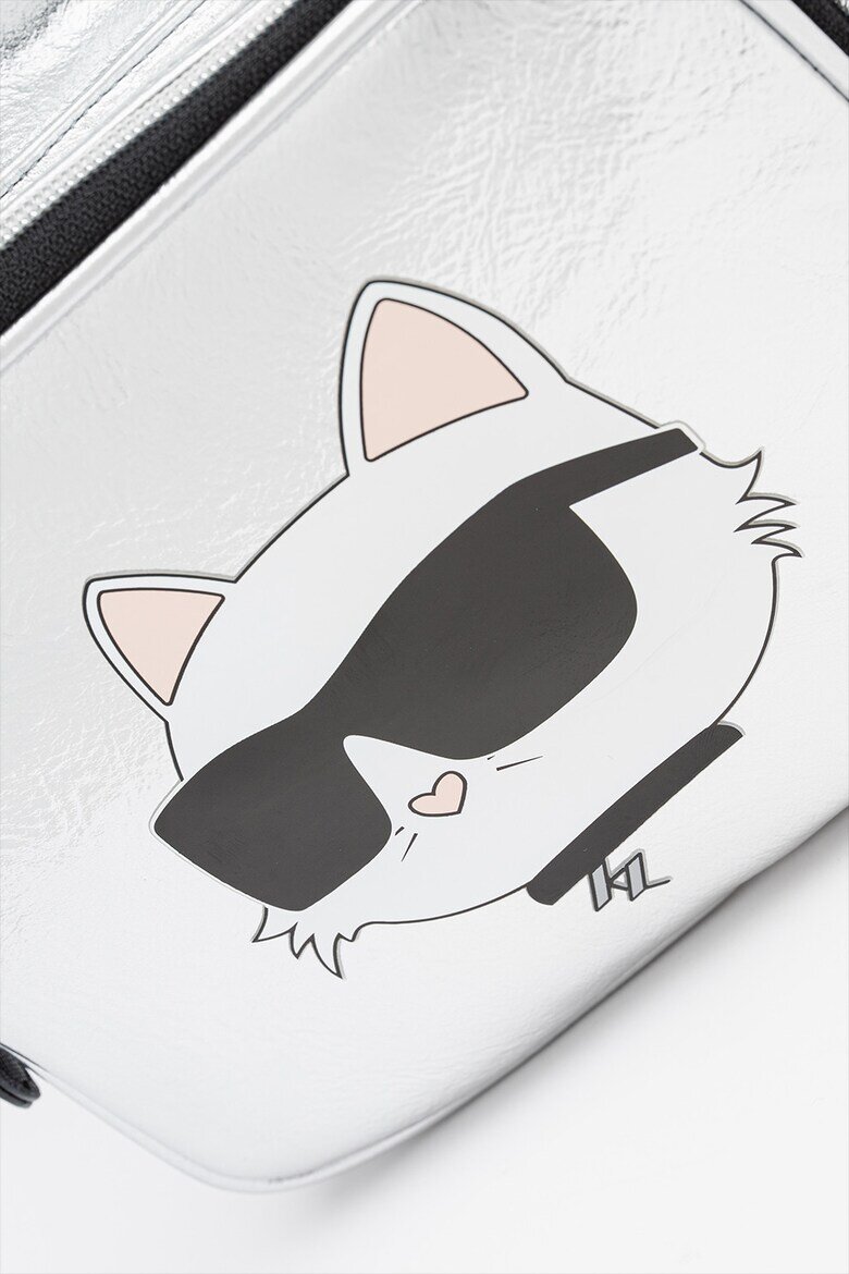 KARL LAGERFELD KIDS Раница с метално лого Сребрист