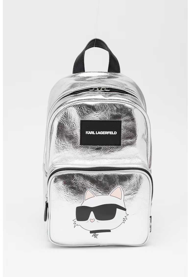 KARL LAGERFELD KIDS Раница с метално лого - Сребрист