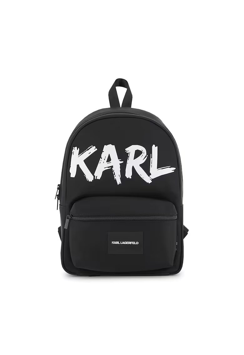 KARL LAGERFELD KIDS Раница с омекотен гръб и лого - Черен