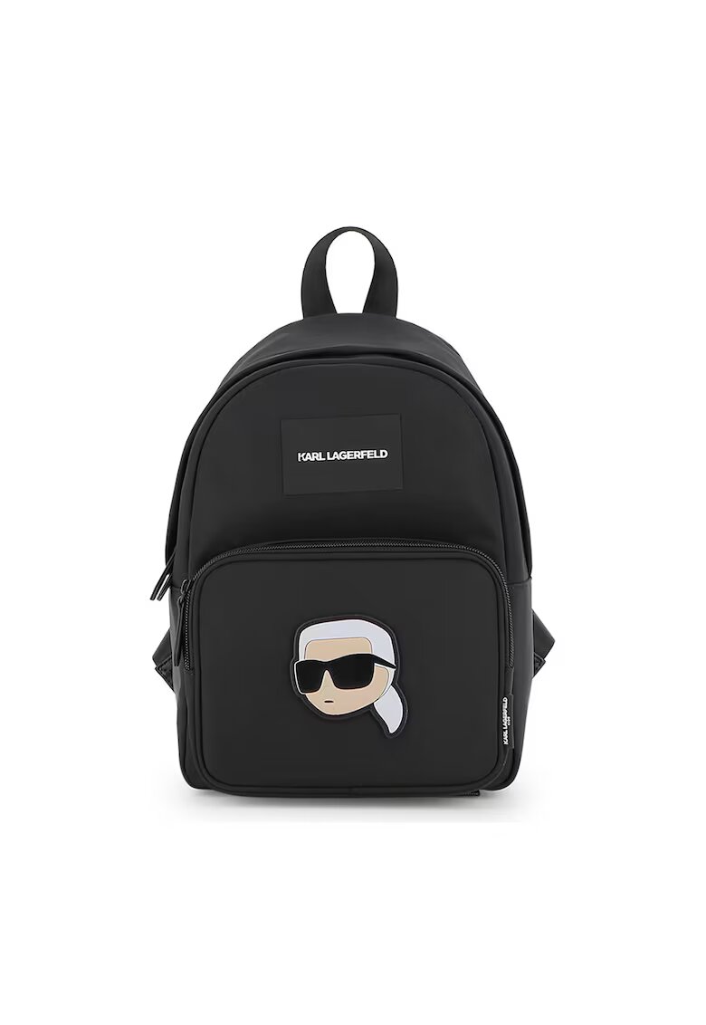 KARL LAGERFELD KIDS Раница с омекотен гръб и лого - Черен/Бял