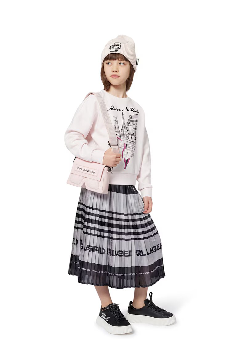 KARL LAGERFELD KIDS Разкроена пола с десен - Бял/Антрацитно сиво
