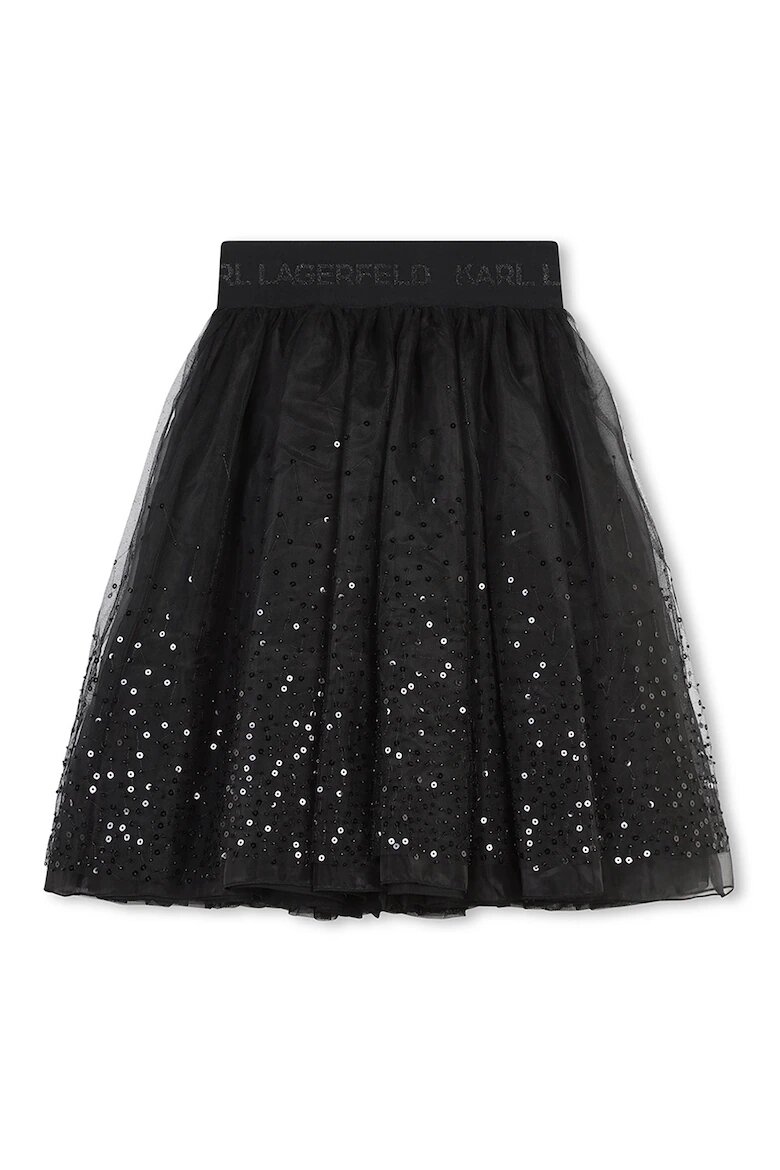 KARL LAGERFELD KIDS Разкроена пола с покритие от тюл Черен