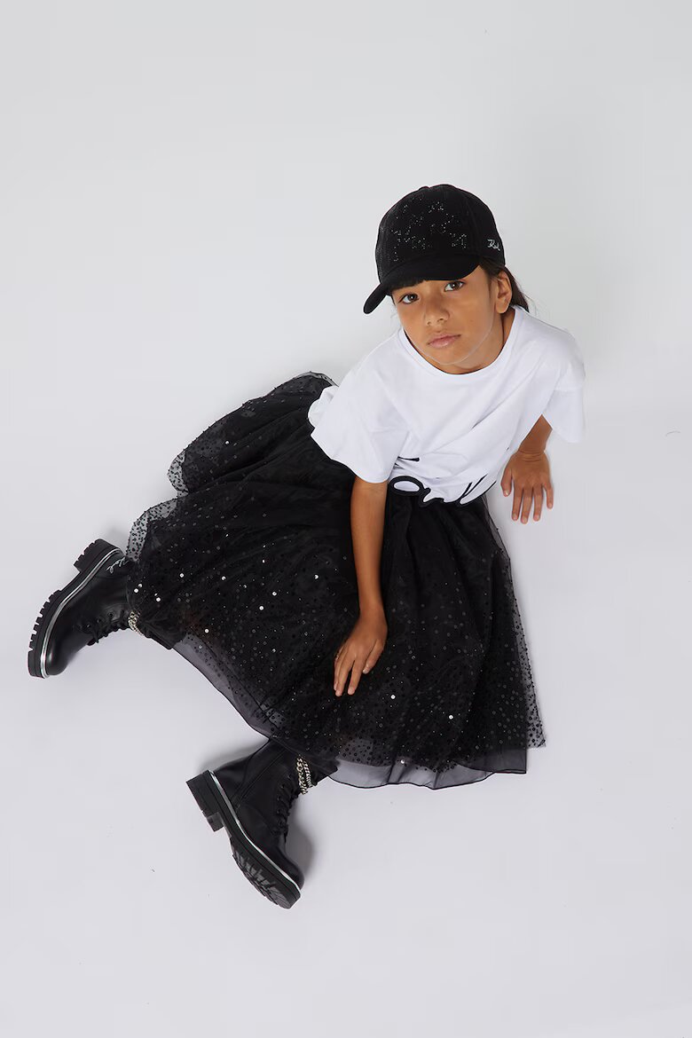 KARL LAGERFELD KIDS Разкроена пола с покритие от тюл Черен