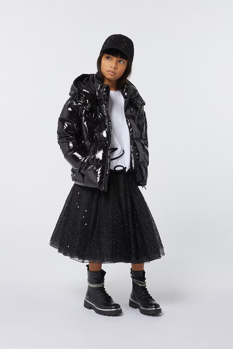 KARL LAGERFELD KIDS Разкроена пола с покритие от тюл Черен