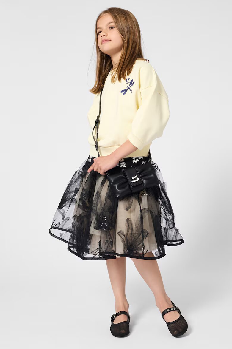 KARL LAGERFELD KIDS Разкроена пола с тюл Избеляло черно