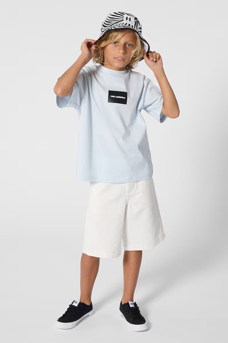 KARL LAGERFELD KIDS Разкроени бермуди от деним с лого Светло сив