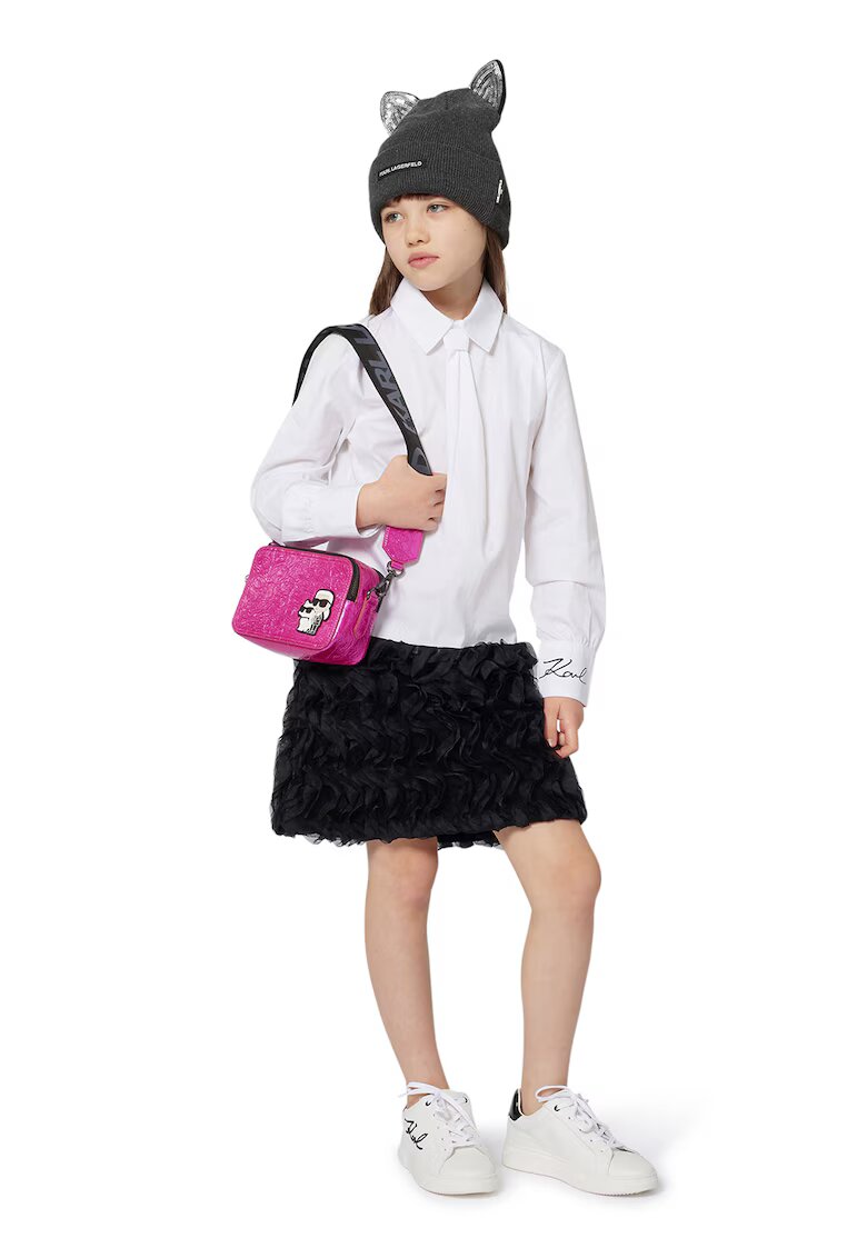 KARL LAGERFELD KIDS Рокля с дизайн 2 в 1 - Черен/Бял